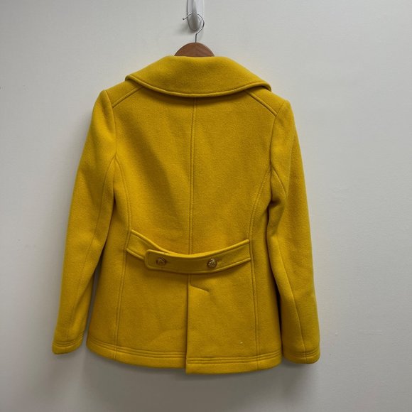 J. Crew Yellow Stadium Cloth Majesty Peacoat Wool Short Coat 49360 size 2 - Picture 5 of 10
